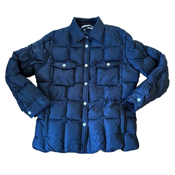 Y2K Tommy Hilfiger Jeans Navy Down Puffer Jacket Coat Mens Small Retro Patriotic - Picture 1 of 10